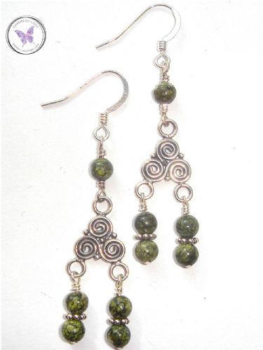 Russian Serpentine Celtic Chandelier Earrings